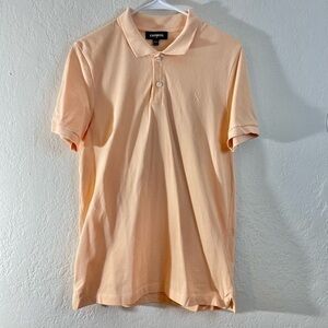 Express Short Sleeve Polo Shirt Men Size Small Orange